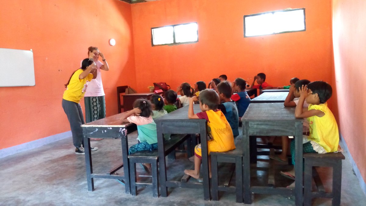 Learning part of face "forehead" with Ms. <a href="/Radheratih/">Radhe Ayu Dewi A.R</a> &amp; Ms. Maartje from Holland is so fun #EnglishClass #SFC