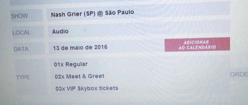 jkairplne's tweet photo. already guarantee my ticket and missing a few days to see you here in Brazil  
@Nashgrier #TheWaveTickets https://t.co/AsEoJCtPJg