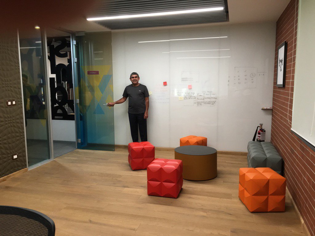 vsikka's tweet photo. Richard Lobo's sweet new digs. Writeable walls, flex space, design thinking at work at work. Let's work some magic! https://t.co/4wGjGKC2uN