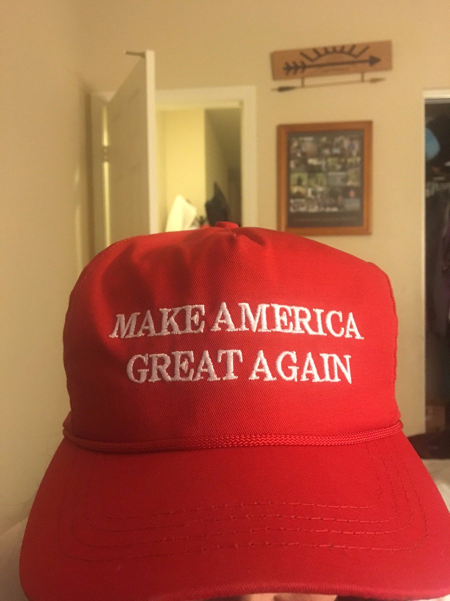 NevadaForTrump's tweet photo. Just got a #MAGA hat at Trump International Las Vegas @realDonaldTrump Great hotel! https://t.co/XDTHsKpV3a