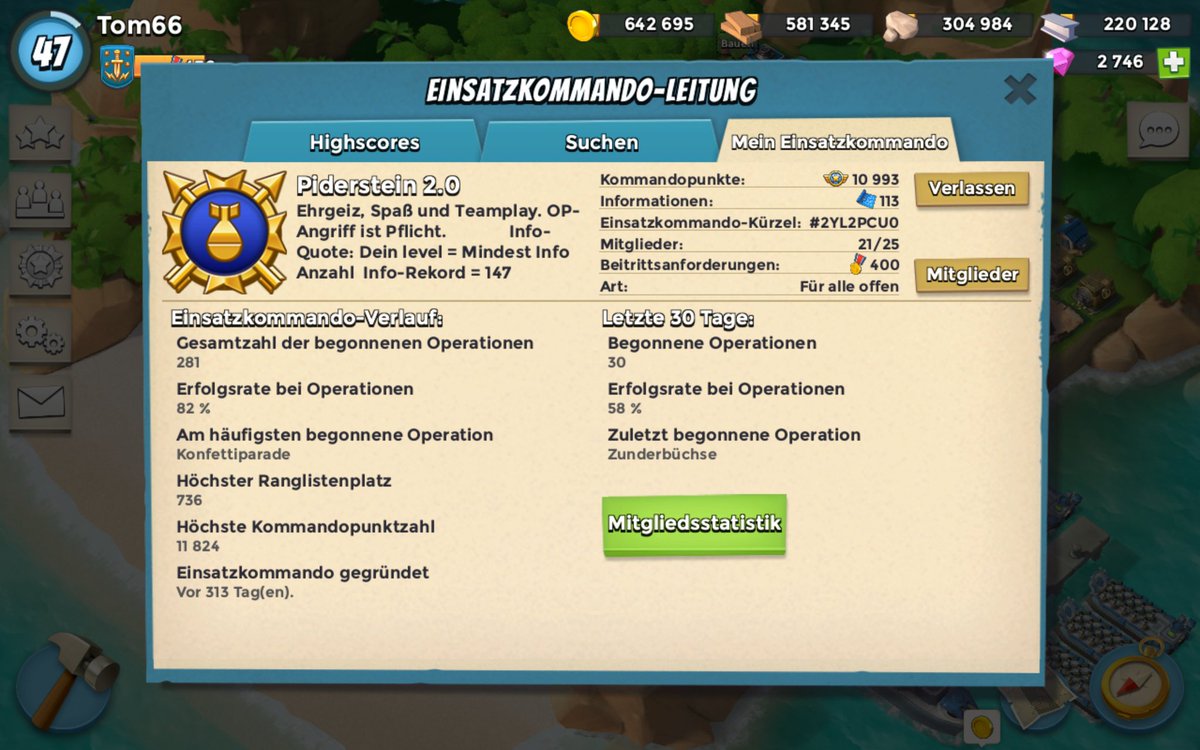 Piderstein 2.0 sucht noch aktive Boom Beach - Spieler, die uns auf dem Weg nach oben unterstützten wollen...