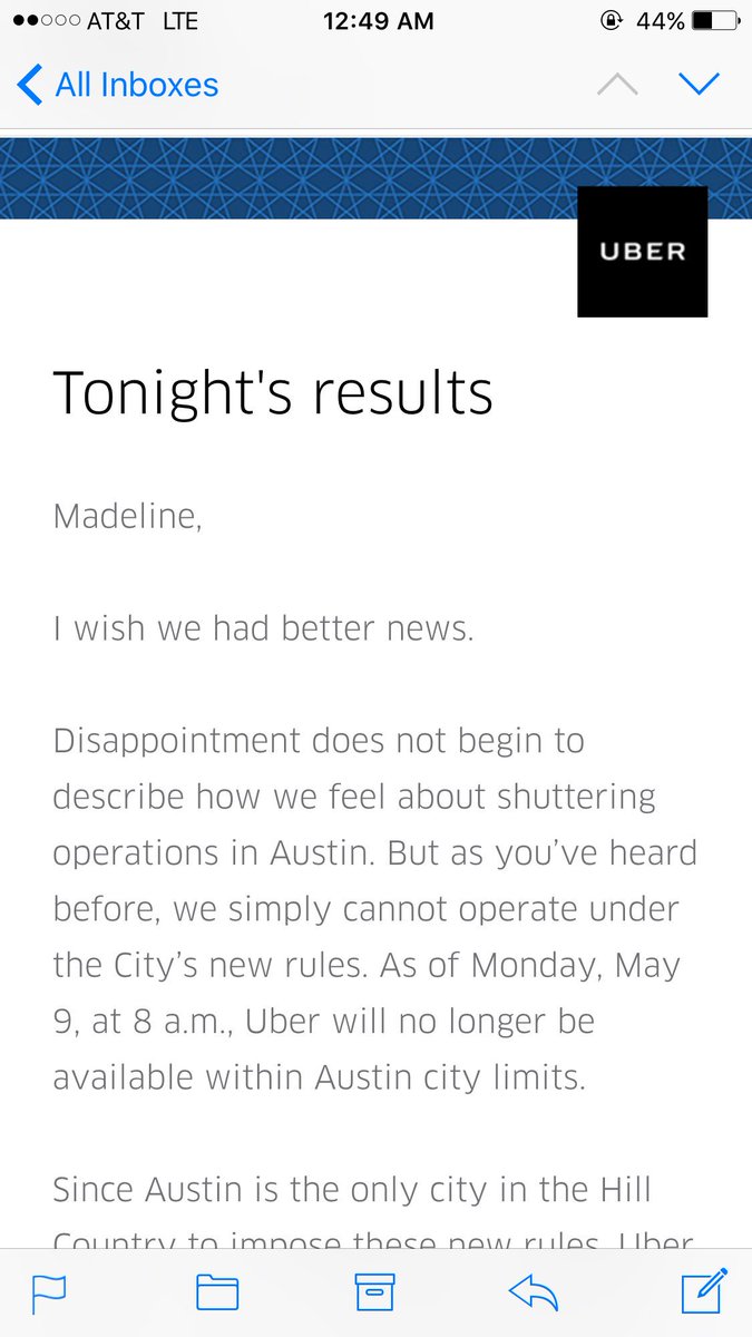 madeline__wells's tweet photo. Welp. It's official. #uberatx https://t.co/z86Y7xPUjA
