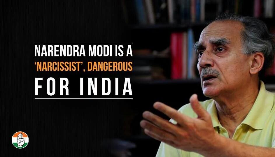 AkshayPunj_INC's tweet photo. अरुण शौरी ने इंटरव्यू के दौरान कहा कि नरेंद्र मोदी आत्ममुग्धता के शिकार और भारत के लिए खतरा है।#ShourieExposedModi,, https://t.co/T2jOVrck08