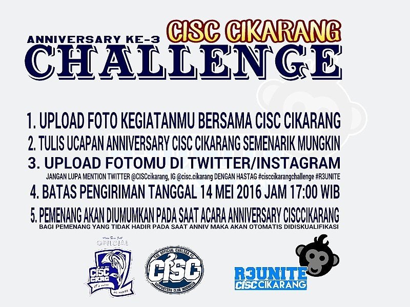 CISCcikarang's tweet photo. #cisccikarangchallenge
Berhadiah Free Membership,Jersey,Tshirt CISC CIKARANG &amp; Voucher BBM
#R3UNITE
@HadhamasFutsal https://t.co/xIY2mcMD31