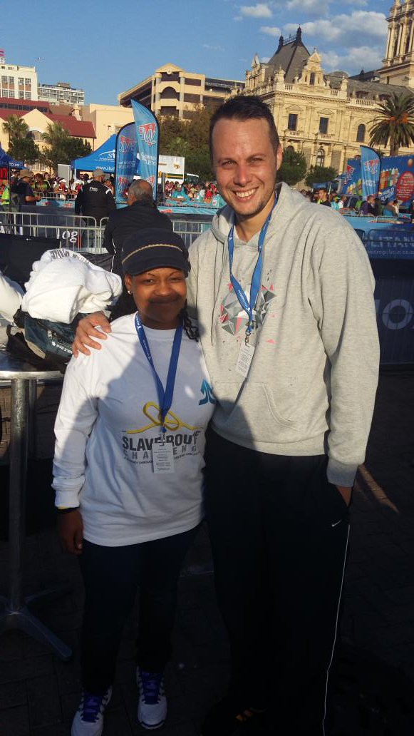 SlaveRoute's tweet photo. Phumzile Radebe and Llewellyn Allen of @MetropolitanZA #SlaveRouteChallenge #IamRunningFor https://t.co/FFr74ItwzN