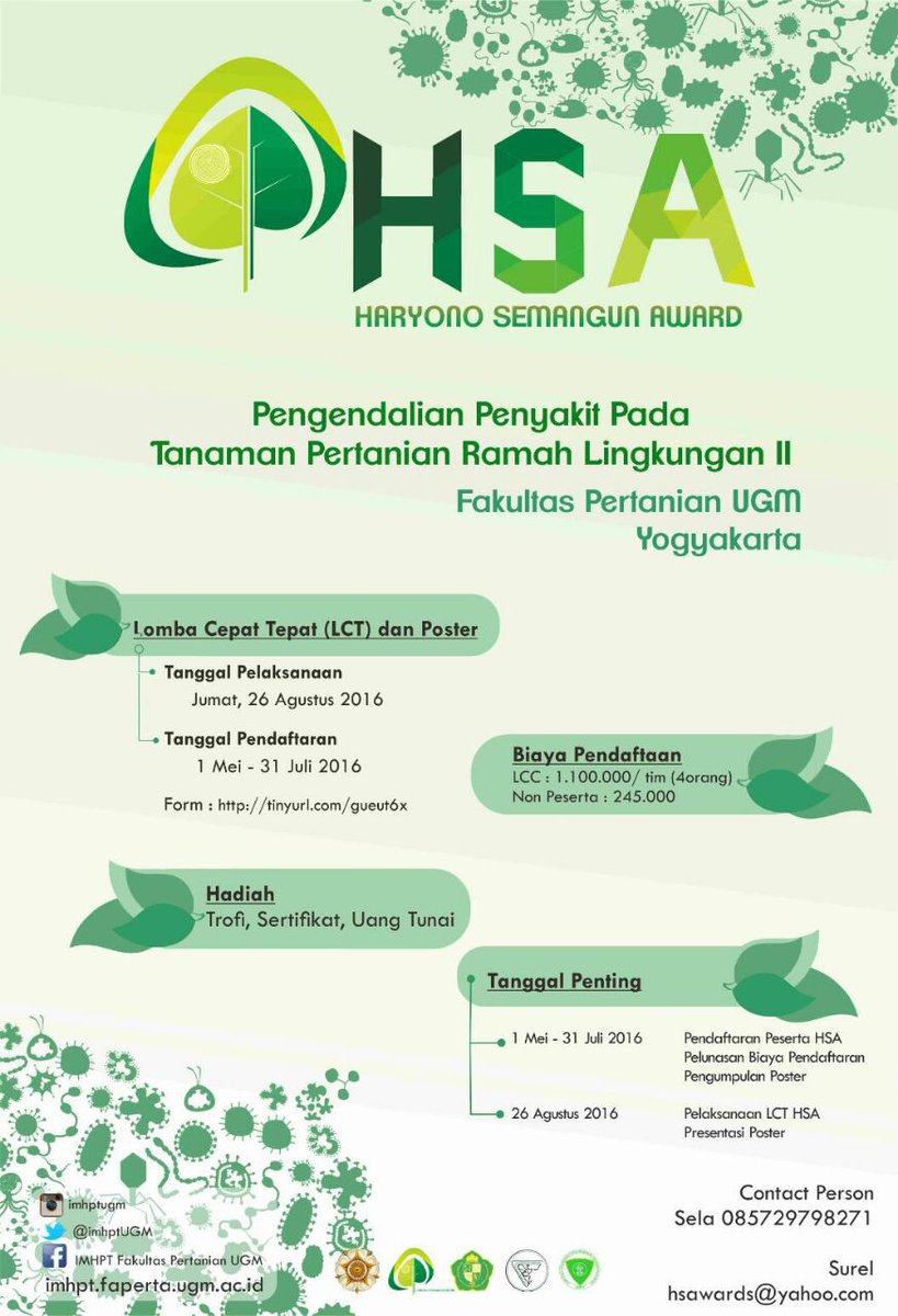 Lomba cepat tepat &amp; poster di Fkltas Pertanian UGM dlm acara Haryono Semangun Award (HSA). Yuk ikutan #WeLoveBogor