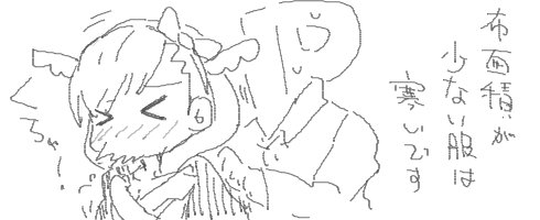 名前繋がりで恥ずかしい衣装(寒い) を着せられ体を冷やしたまゆが温めてもらう落書き 