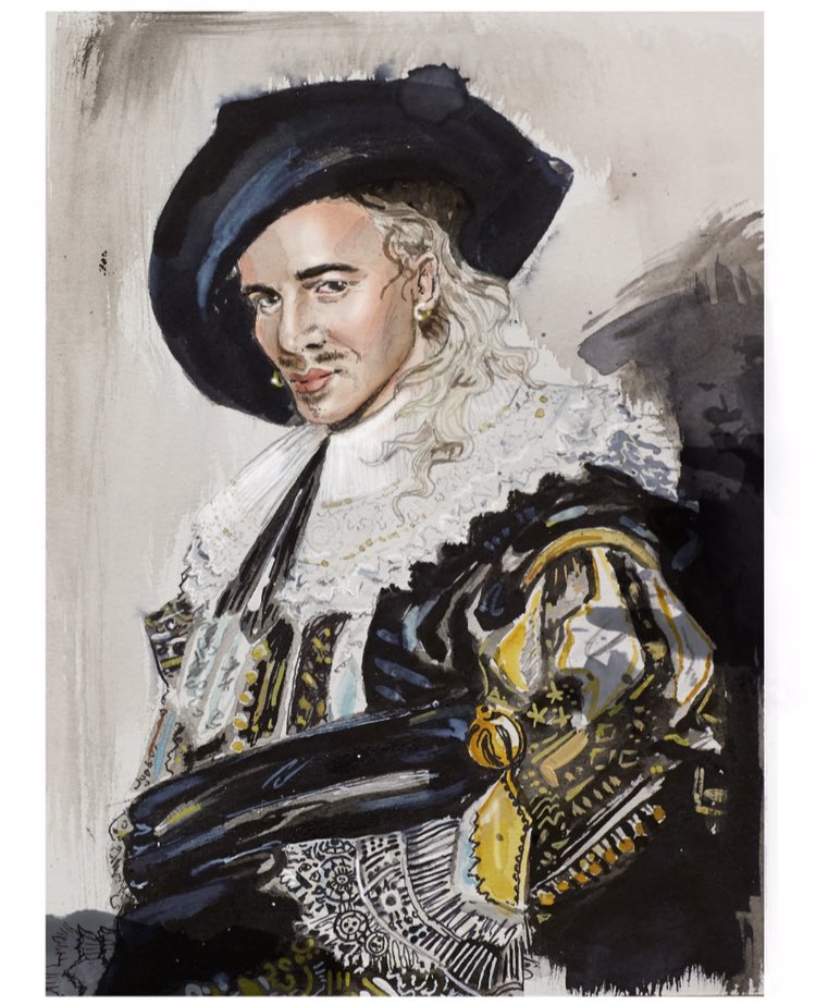 ODDAmagazine's tweet photo. #Designersaspaintings: #JohnGalliano / Frans Hals: Laughing Cavalier #ODDAmagazine #ODDAtributes https://t.co/vFOd7rciB3