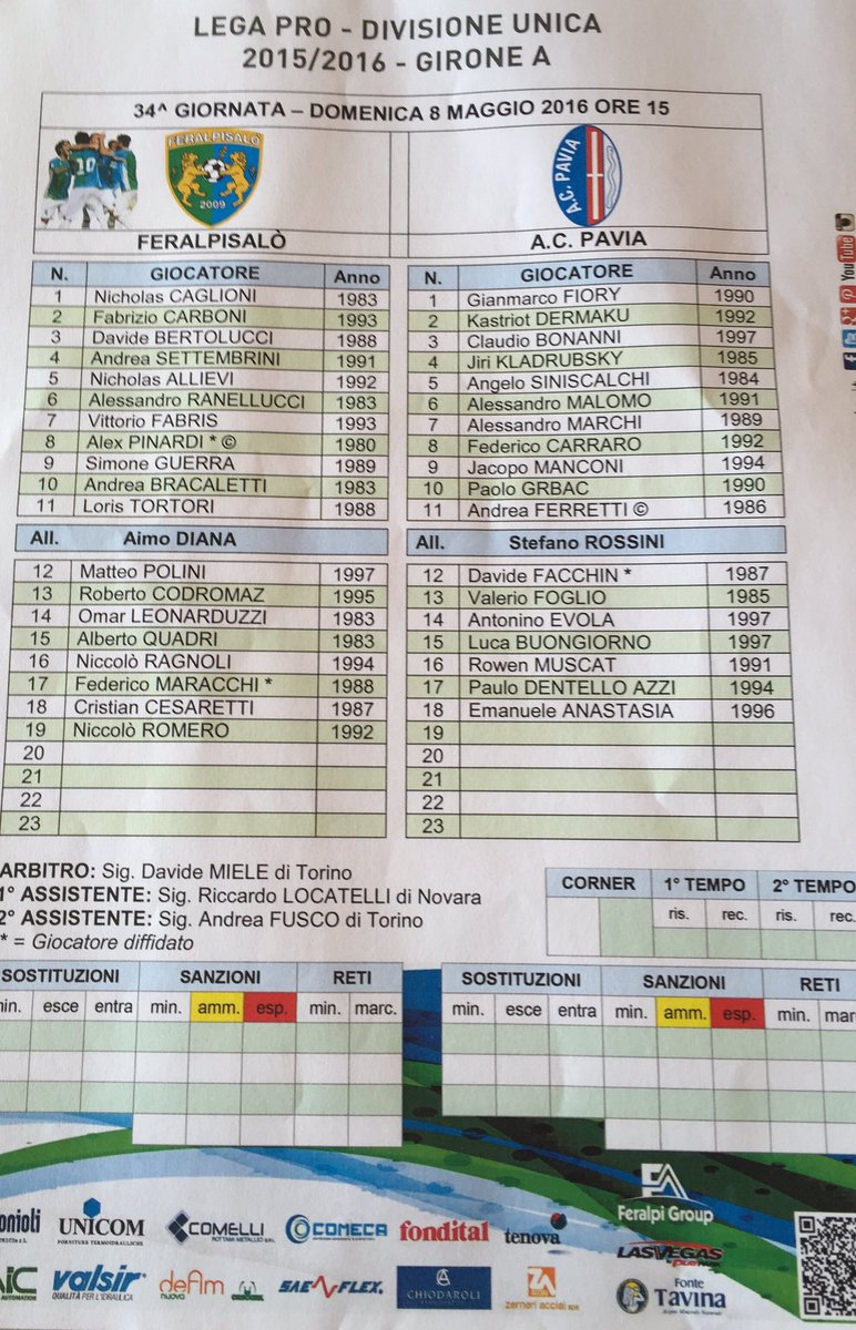 acpavia1911's tweet photo. Le formazioni ufficiali di FeralpiSalò-Pavia!! FORZA AZZURRI!!! #pavia #ACPavia1911 #paviacalcio #forzapavia https://t.co/AZTJHm5ji3