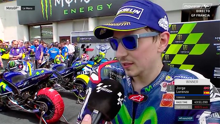 movistar_motogp's tweet photo. "Parecía que nunca se acababa... Le he sacado más de 20 pts a Márquez, gran trabajo". #FrenchGP https://t.co/Gaig0E0aWw