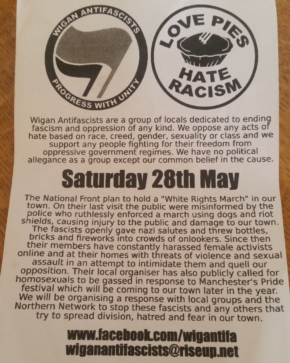 rainysunbeam's tweet photo. #LovePiesHateRacism #antifacism #wigan https://t.co/zc9iWYHwOK