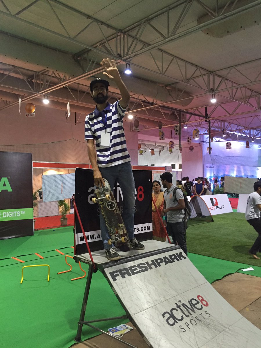 PISE2016's tweet photo. @active8sports workshop on #skateboarding in 15 minutes! #Awesomeness #IndiaKaKhelotsav #PISE2016 #SportsExpo https://t.co/OhmaQB3K4g
