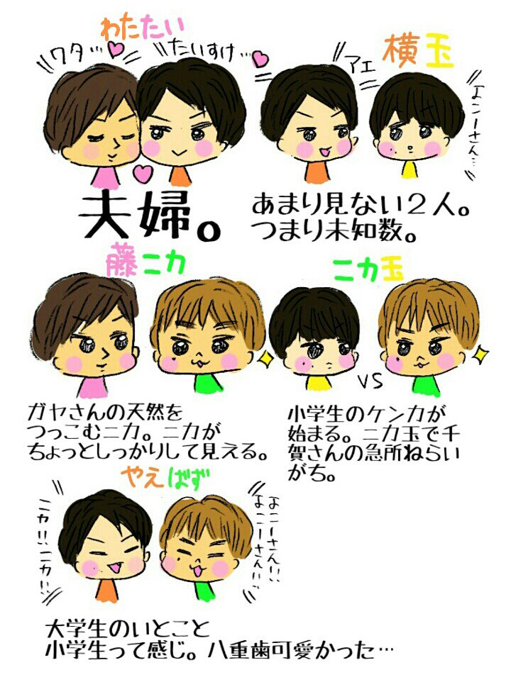 みっふー A Twitter キスマイの全コンビをイラストで表してみました あくま自分の考え方なのでちょっとちがうかもしれませんが勘弁してください w みっふー A Twitter キスマイの全コンビをイラストで表してみました あくま自分の考え方なのでちょっとちがうかもしれませんが勘弁してください w