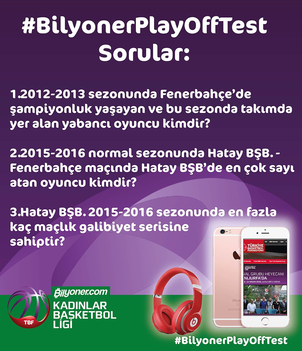 TBF's tweet photo. iPhone 6S Ödüllü #BilyonerPlayOffTest Başlıyor! İşte sorular: https://t.co/QeBFEor0kw