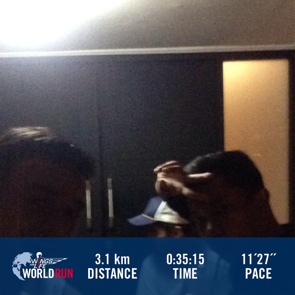 I just ran 3.1 km in the Wings for Life World Run 2016. #WingsforLife #WorldRun #SelfieRun