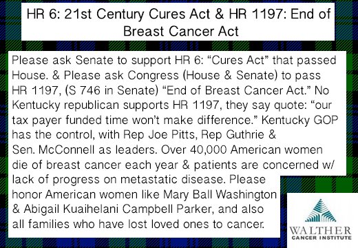 WaltherCancerIn's tweet image. .@101stAASLTDIV @FortCampbell please ask @RepJoePitts &amp;amp; @SenateMajLdr 2 pass HR6 CuresAct &amp;amp; HR1197 End BreastCancer