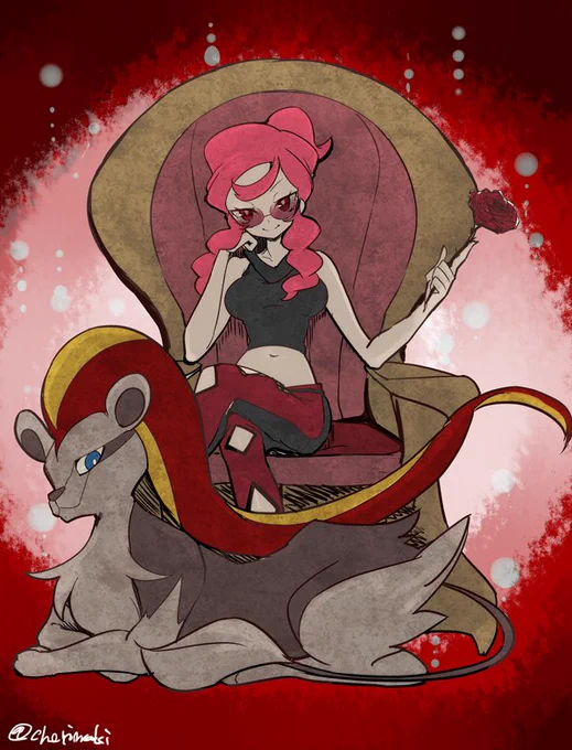 #ポケモントレーナー版深夜の真剣お絵描き60分一本勝負
パキラさんとカエンジシ♀ 