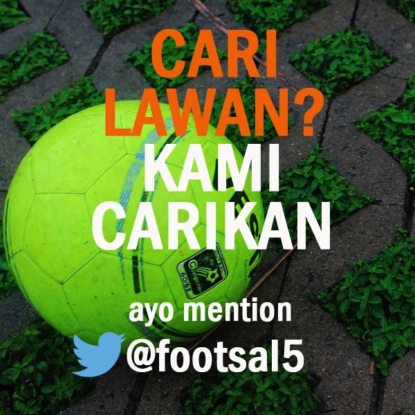 futsalyok's tweet photo. Cari lawan sparing semudah tweet! Ayo mention @footsal5 &amp; kami akan carikan lawan yang pas buat tim futsal kamu! https://t.co/5ZxJOk8BOv