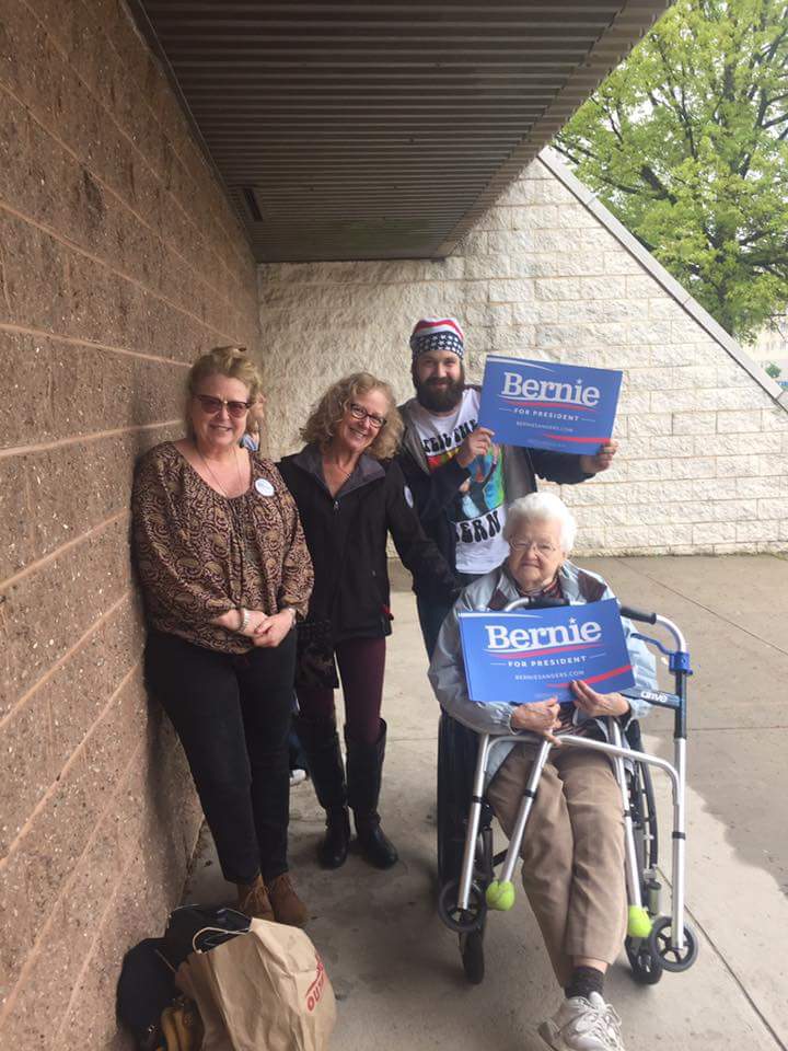 saracohennyc's tweet photo. 90 y/o & showed 4 hrs early to see Bernie. We arent just group of young kids! #BernieMadeMeMillenial #FeelTheBern https://t.co/3iNBwuHppx