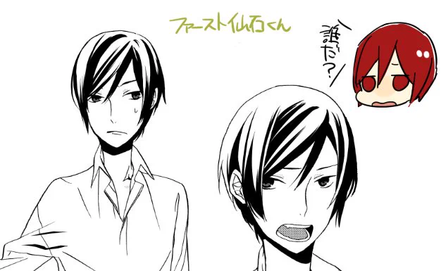 ファースト仙石くんの髪型です。ホリミヤの作画に当たり、一人ひとり主要キャラを確認頂いた際のものになります。始めは髪ベタ、耳出しにしておりました。今思うと何故耳を出して描いたんだろう自分…。アナログでペン入れしている時です。 