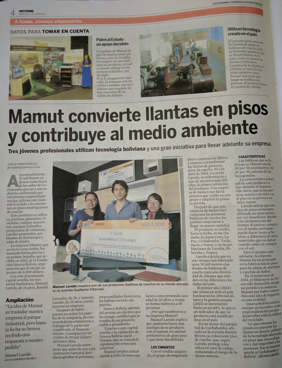 leunamoderalbol's tweet photo. @PisosMamut grupo de jóvenes que convierten las #llantasendesuso en #recursos.Todo comenzó en @BoliviaInnova#Impact https://t.co/81p9b0rmHX