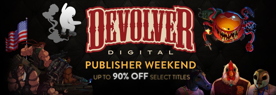 devolverdigital's tweet image. Devolver Digital Weekend on Steam - 100% of the proceeds will go to people with mothers: store.steampowered.com/sale/devolver/