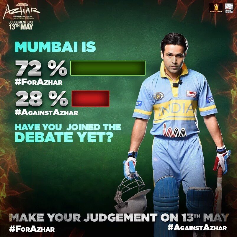 KkcAakash's tweet photo. @emraanhashmi
Mumbai's #ForAzhar or #AgainstAzhar verdict is out! Do you agree with the Mumbaikars? https://t.co/PQB1MRsubo