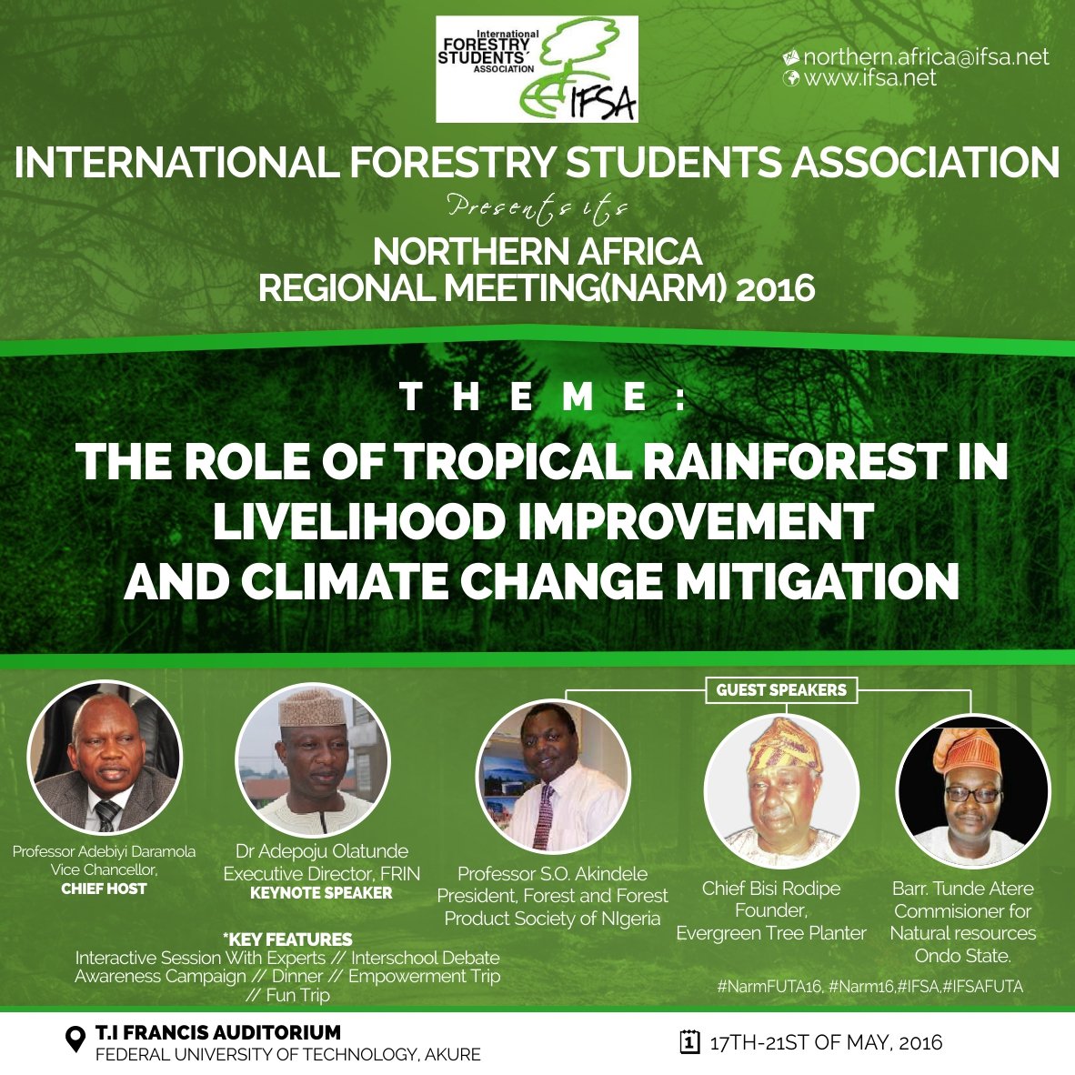 PaulAdemujimi's tweet photo. @ClimateReality Africa student will be sensitized on d role of tropical forest in climate change #NarmFUTA16 #NARM16 https://t.co/eZtVpfpm2l