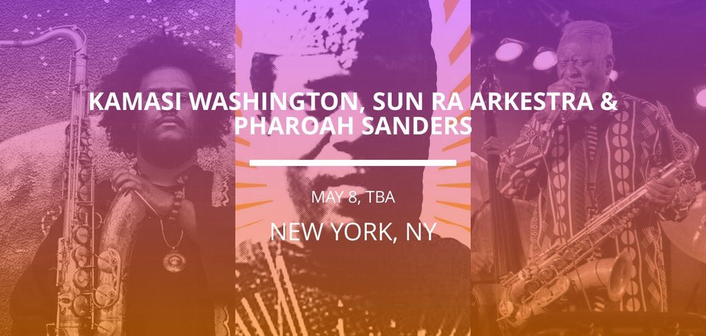 SunRaUniverse's tweet photo. Sun Ra Arkestra - Kamasi Washington - Pharaoh Sanders - May 08 2016 The Greenpoint Terminal Warehouse, Brooklyn NY https://t.co/55smW6nl4q