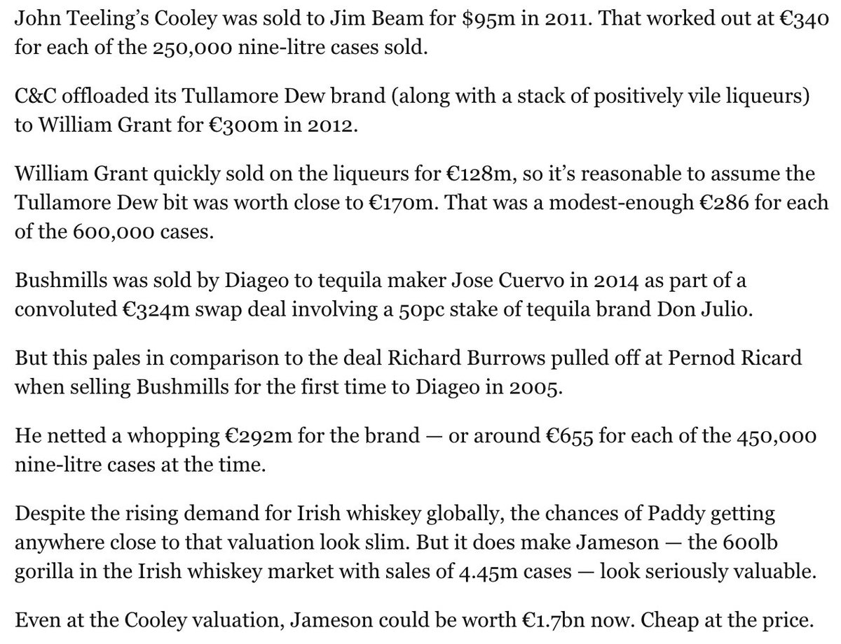 Some big numbers behind the recent whiskey brand deals in Ireland - independent.ie/business/irish…