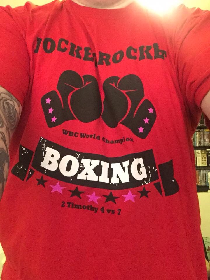 WayneMcCullough's tweet photo. Shout out to @Shaungamble5 for sending me a pic of his red #PocketRocketBoxing tshirt! https://t.co/lZPpaYIggD