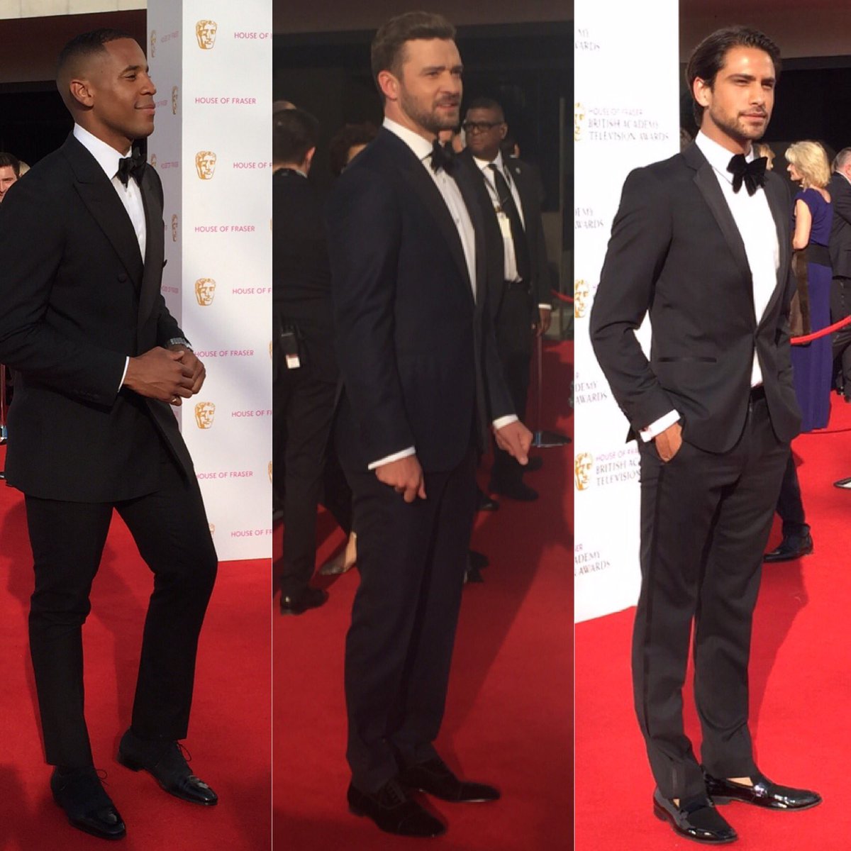 OK_Magazine's tweet photo. Swooning over this handsome bunch @REGYATES @jtimberlake @lucapasqualino #BAFTAStyle #BAFTATV https://t.co/VxV5gJTkMg