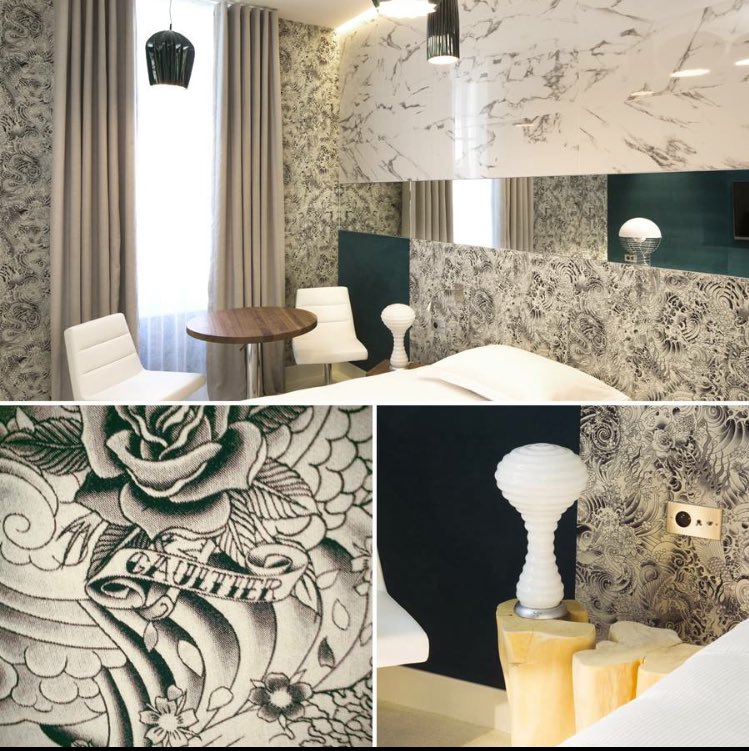 HotelDupondSmit's tweet photo. Only at Hotel Dupond-Smith in Paris: fabrics by Jean-Paul Gaultier. Mr Mojo Risin deluxe Room. #hoteldupondsmith https://t.co/eAy2DpFI4u