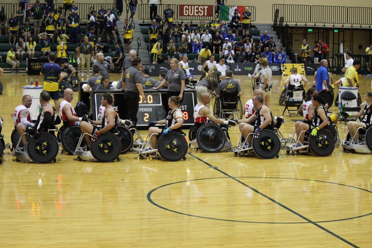 InvictusOrlando's tweet photo. Check out the full recap of yesterday’s preliminary wheelchair rugby matches: https://t.co/MNP4ukPUrr #InvictusGames https://t.co/2JxZDTI1BX