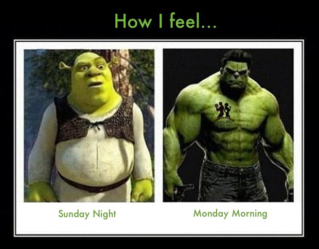 Coach_Sean_C's tweet photo. Sunday Night feels #Shrek #Hulk #Training #WeekendOver #TheySleppWeGrind #LetsGoGetEmAgain https://t.co/frkSQvp6Tn