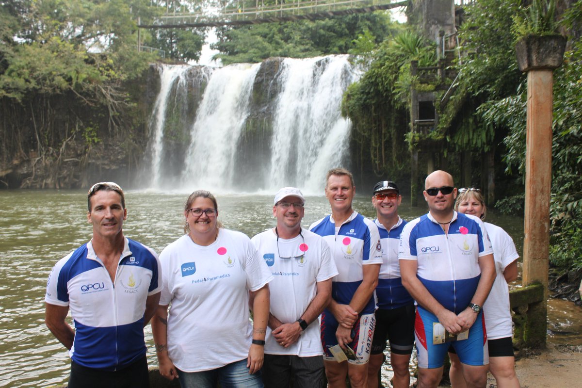 The team dropped into Milla Milla Falls yesterday on way from Ravenshoe to Silkwood #pedal4paramedics #qaslegacy