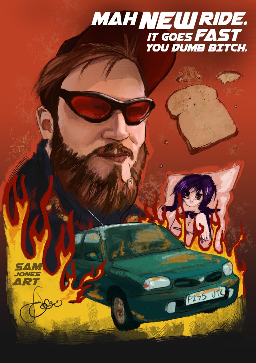 SamJonesArt's tweet image. Bit 'o fan art of @pewdiepie and his new car!