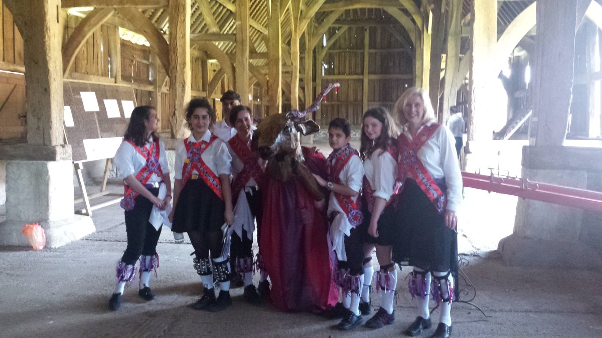 In the Great Barn at Harmondsworth today, dancing with 
<a href="/DatchetMorris/">DatchetBorderMorris</a>