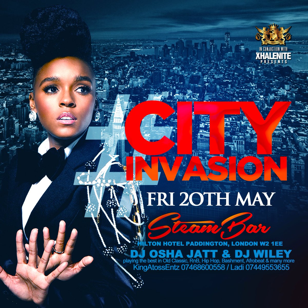 Mrsteeze007's tweet photo. #Cityinvasion Friday 20th May'16 @Steambar Hilton Hotel W2 1EE  with @djosajatt @xhalefriday , For more info ☎👇👇 https://t.co/0oZttjG1xm