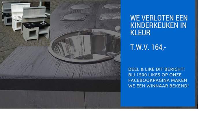 We geven een gratis keuken weg, kijk snel op facebook.com/interieurmetst… en doe mee! #gratis #kinderkeuken #steigerhout