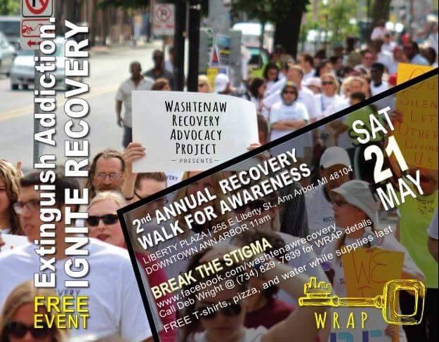 Join us May 21 at 11am and walk to support recovery from addiction. Downtown A2. #WRAP #Walk4Recovery