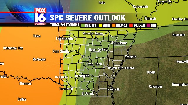 JeffBaskinWx's tweet photo. Main severe threat tonight is over Western AR as storms move out of OK and less Central AR as storms weaken #arwx https://t.co/ZtRx88s14H