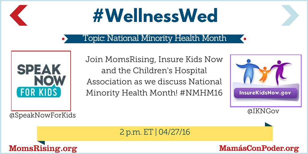 MomsRising's tweet image. This wk on #WellnessWed, we'll be sharing some insights about #NMHM16. Join us @ 2pm ET.