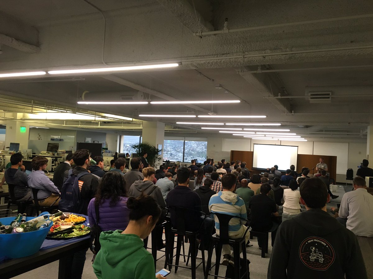 SFJavaScript's tweet image. Turnout at @MeetEarnest. More types of chairs than we have ever seen.