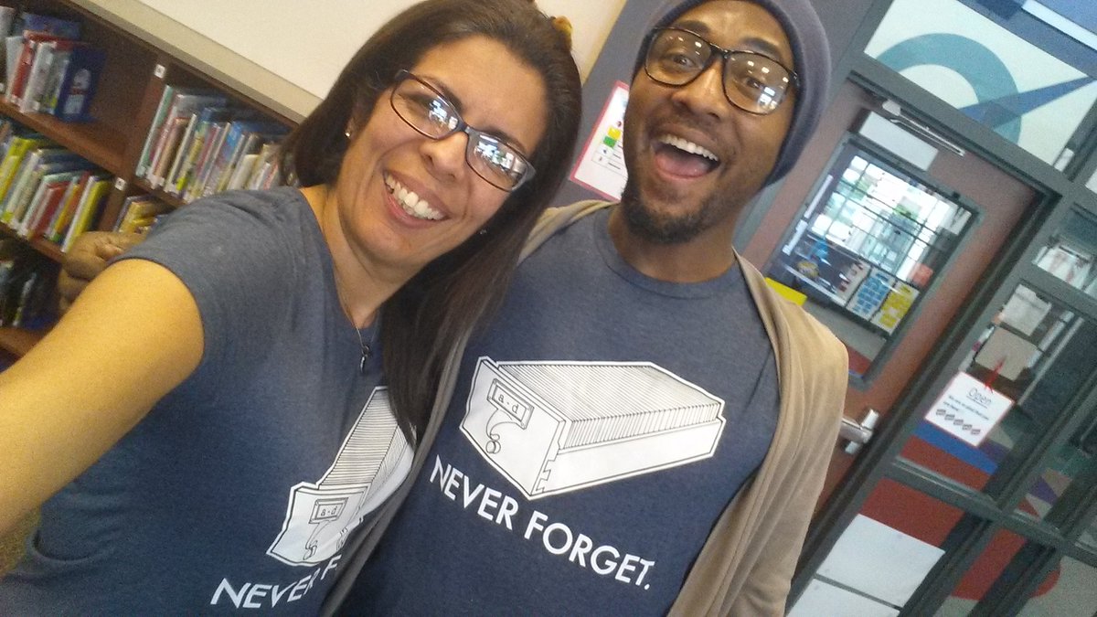 HornBeyondBooks's tweet image. Wearing our new &quot;never forget&quot; t-shirt! #txla16 #libraryteam