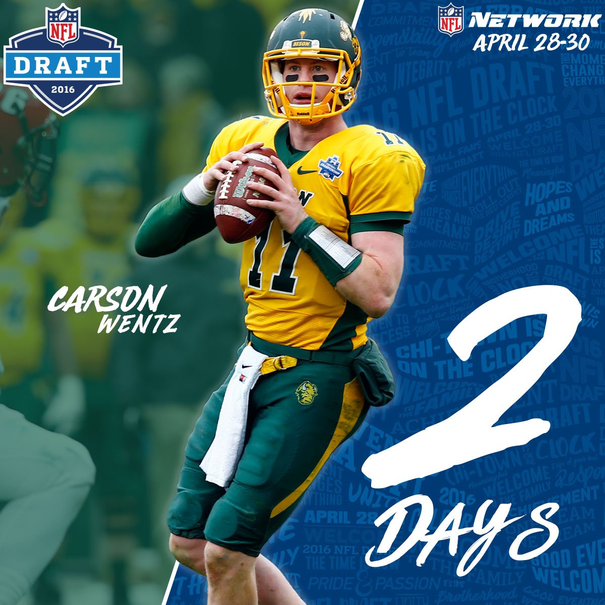 NFL's tweet photo. ✌️ Days. #NFLDraft https://t.co/fLYLn1e2RH