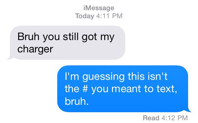 CCRNlife's tweet photo. Got a wrong # text today. LOL #Bruh https://t.co/CRWn4UYgO6