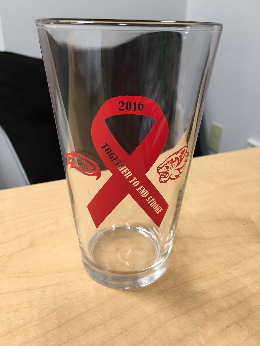 RunMikeAnderson's tweet photo. Thanks @EKender33 for providing me w/ an official @RiverHawkNation @American_Stroke "Together To End Stroke" glass! https://t.co/Vej1wR5HsD