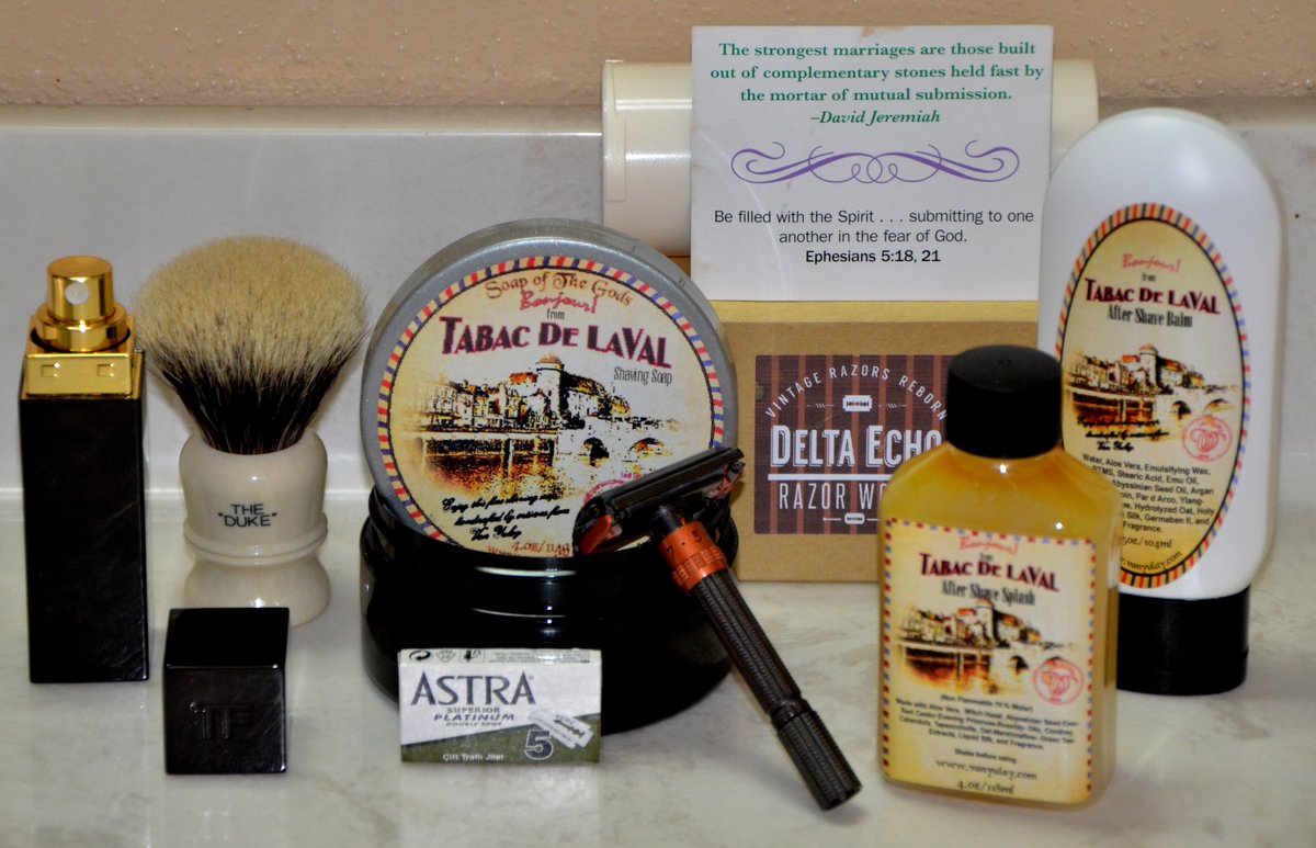 #SOTD Tobacco Tuesday <a href="/DeltaEchoRazors/">Delta Echo Razors</a> Gillette Slim <a href="/AESimpson1919/">Simpson Brushes</a> Duke 3 <a href="/vanyulay/">Van Yulay</a> Tabac de LaVal <a href="/TOMFORD/">TOM FORD</a> TV