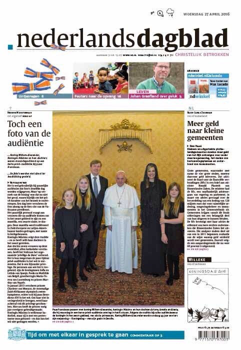 RozemaHilbrand's tweet photo. Good mornin', tis the #DutchDaily! Frontpage: #Dutch King, Queen & daughters pay private visit to Pope. https://t.co/oHzRHge50q